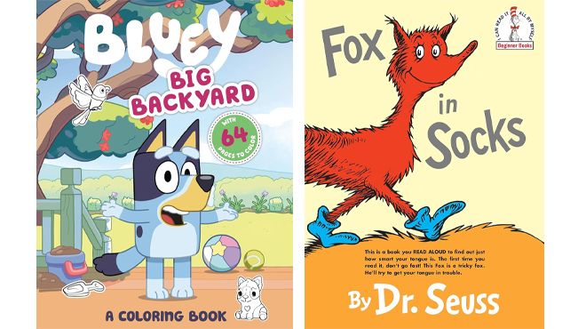 Bluey Big Backyard A Coloring Book and Dr Seuss Fox in Socks Beginner Books