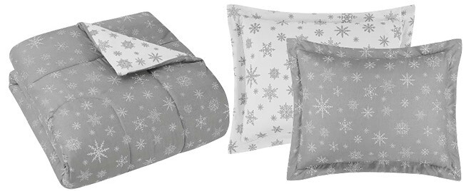 Brooklyn Loom Snowflake 3 pc Midweight Reversible Comforter Set on a Plain Background