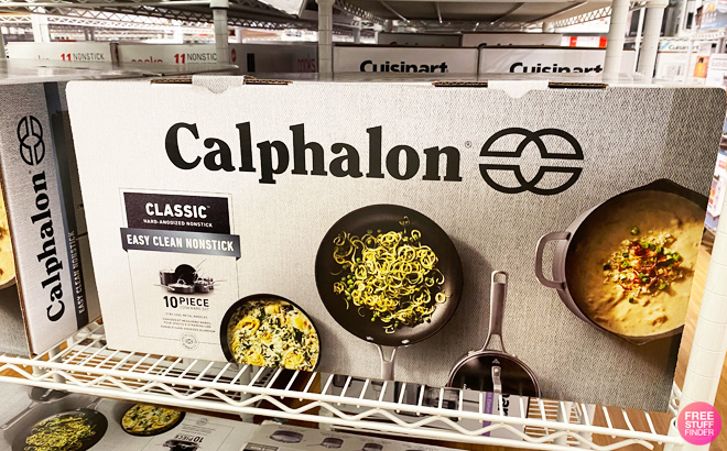 Calphalon Classic 10 Piece Hard Anodized Nonstick Cookware Set on Store Shelf