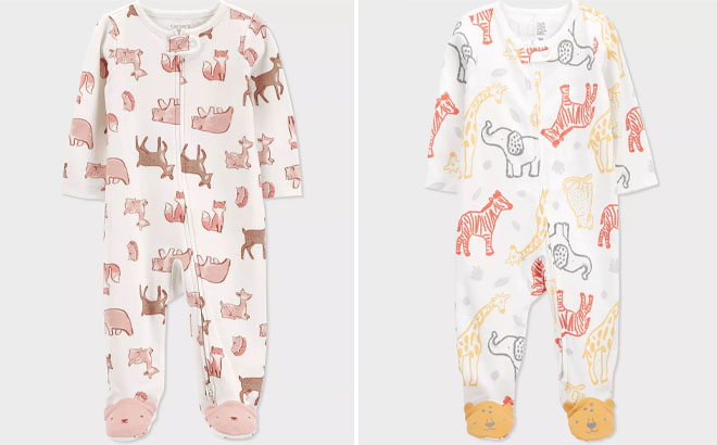 Carters Baby Girls Wild Footed Pajama and Baby Boys Safari Interlock Footed Pajama Carters Baby Girls Wild Footed Pajama and Baby Boys Safari Interlock Footed Pajama