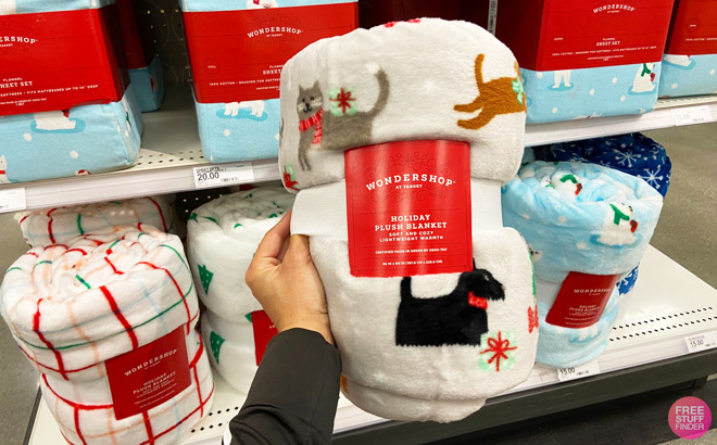Christmas Plush Blanket Dog Print