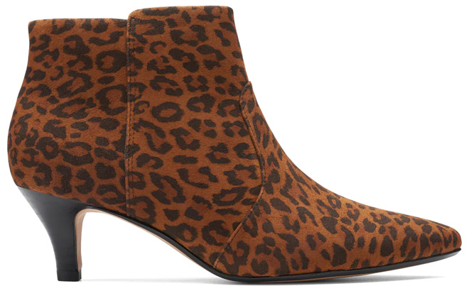 Clarks Womens Brown Leopard Linvale Judith Suede Bootie Clarks Womens Brown Leopard Linvale Judith Suede Bootie