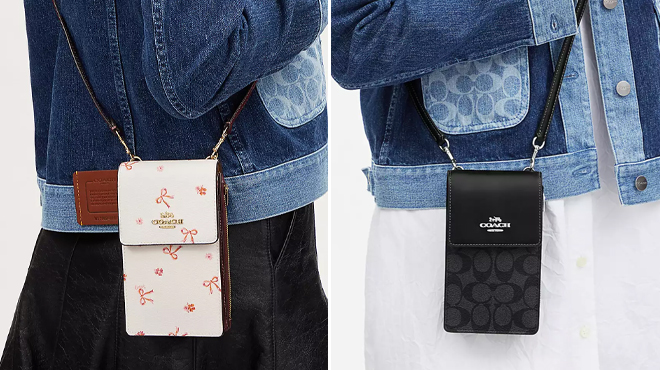 Coach Outlet North South Phone Crossbody With Bow Print and North South Phone Crossbody In Signature Canvas Coach Outlet North South Phone Crossbody With Bow Print and North South Phone Crossbody In Signature Canvas