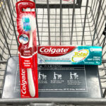 Colgate Toothpaste and Toothbrush on a Cart