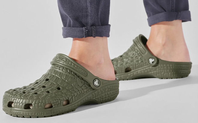 Crocs Classic Crocskin Clogs in Dusty Olive Color