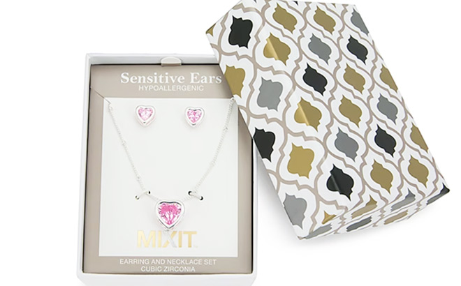 Cubic Zirconia Heart Jewelry Set 2 Piece