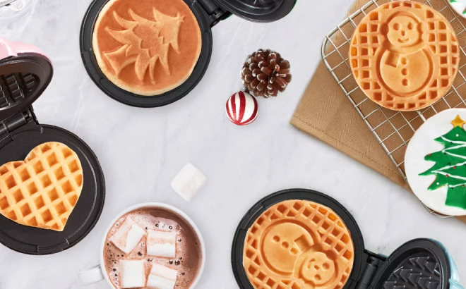 Dash Holiday Mini Waffle Makers 4 Pack