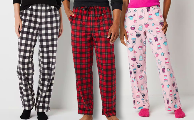 Sleep Chic Womens Tall Pajama Fleece Pants With Socks