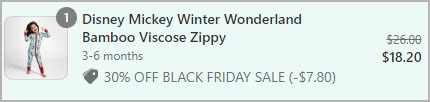 Disney Baby Mickey Winter Wonderland Bamboo Viscose Zippy Order Summary