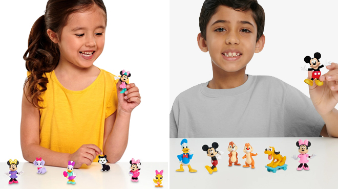 Disney Junior Minnie Mouse 7 Piece Collectible Figure Set and Disney Junior Mickey Mouse 7 Piece Figure Set Kids Toys