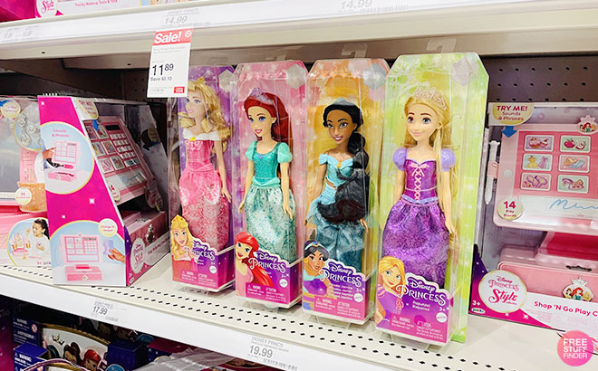 Disney Princess Dolls on the shelf at Target