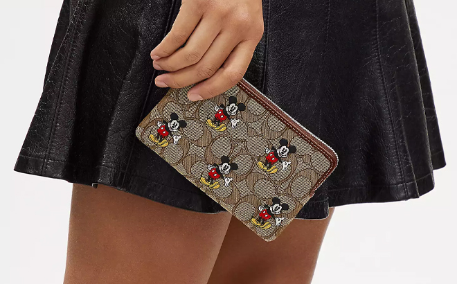 Disney x Coach Outlet Mickey Mouse Corner Zip Wristlet in Jacquard