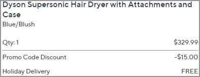 Dyson Supersonic Hair Dryer Order Summary