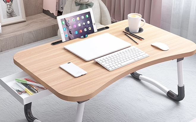 Foldable Lap Desk 23 6 Inch Portable Wood Laptop Desk Table