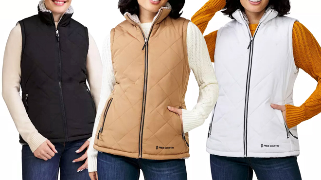 Free Country Plus Size Stratus Reversible Vest in Three Colors 1