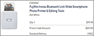 Fujifilm Instax Ash White Bluetooth Wide Smartphone Photo Printer Checkout Screenshot