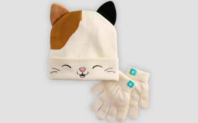 Girls Squishmallows Cam Hat and Glove Set
