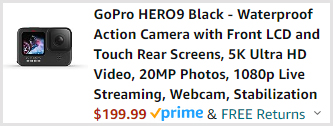 GoPro HERO9 Black Waterproof Action Camera Checkout Screenshot