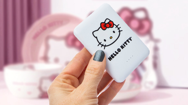 Hand Holding Hello Kitty Powerbank