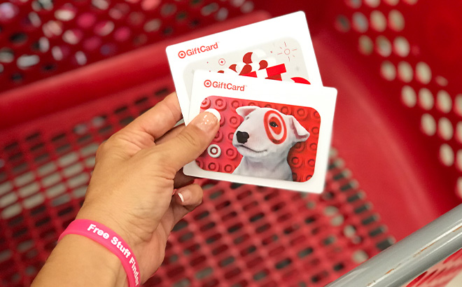 Hand Holding Two Target Gift Cards
