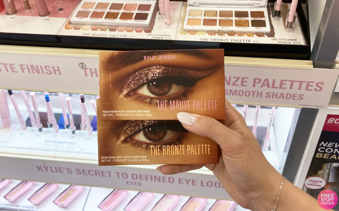Hand Holding a Kylie Cosmetics The Bronze Palette
