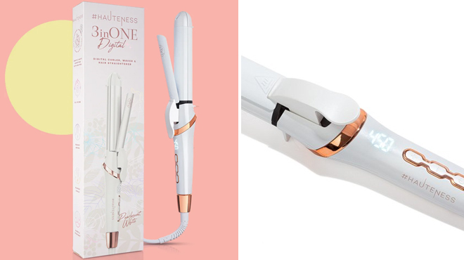 Hauteness White Pearlescent 3inONE Multistyler Flat Iron Curling System
