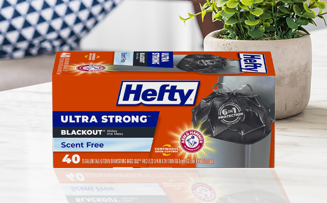 Hefty Ultra Strong Tall Kitchen Trash Bags, Unscented, 13 Gallon, 40 Count