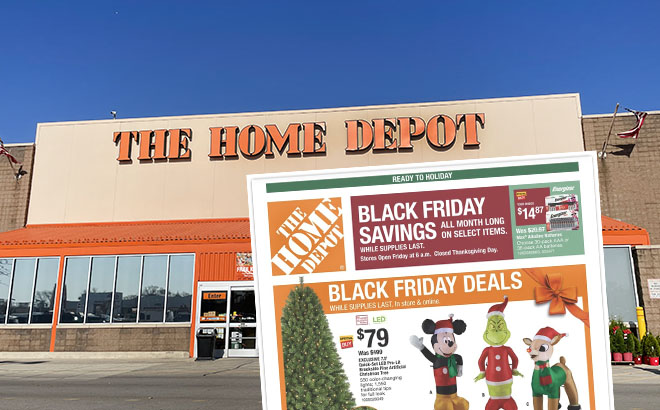 Home Depot Store Front and Black Friday Ad Scan