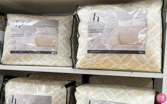 Home Expressions Geometric Reversible Complete Bedding Set on a Shelf