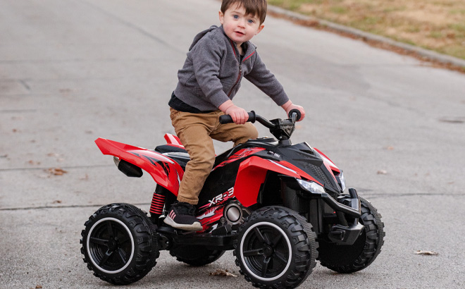 Kid is Riding 12V ATV Powered Ride on
