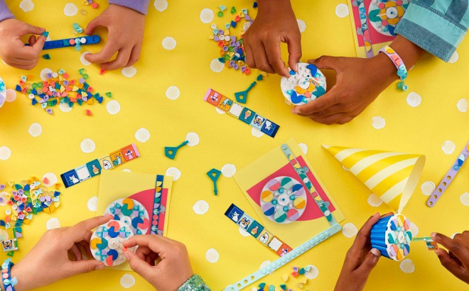 Kids Making Cupcakes from LEGO Dots Ultimate Party Kit