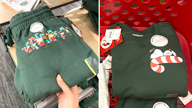 Kids Peanuts Matching Family Holiday Sweatshirt and Jogger Pants