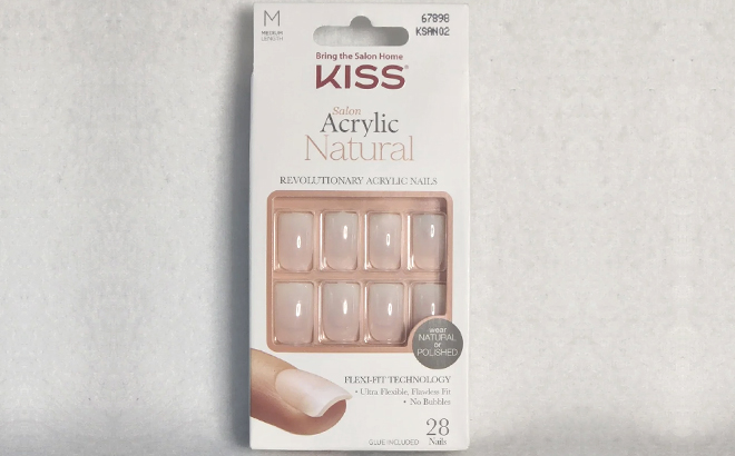 Kiss Euphoria Salon Acrylic Natural Fake Nails 28 Count