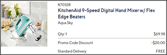 KitchenAid Aqua Sky 9 Speed Digital Hand Mixer Checkout Screenshot
