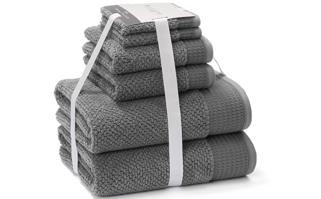 Koolaburra by UGG Lyla 6pc Towel Set in Stone Gray Color