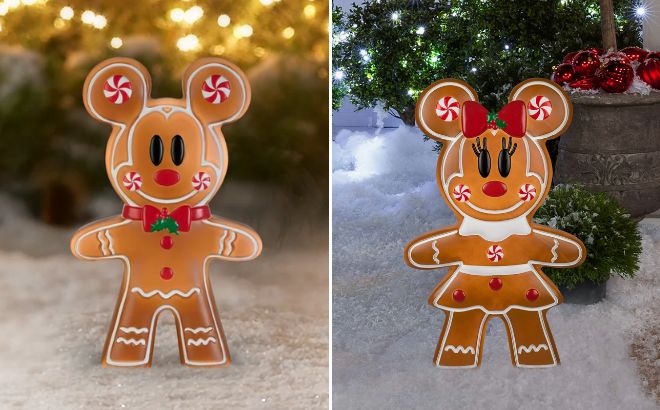 Lighted Gingerbread Mickey Minnie Mouse Blow Mold Outdoor Christmas Decor Disney
