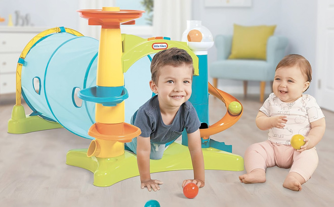 Little Tikes Learn Play 2 in 1 Activity Tunnel with Ball Drop Game