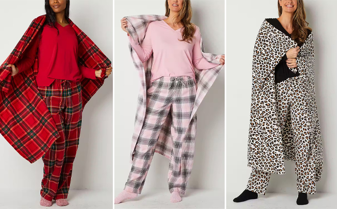 Liz Claiborne Womens V Neck 4 Piece Pajama Set Overview
