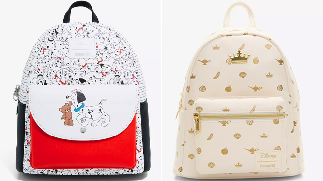 Loungefly Disney 101 Dalmations Teddy Bear Mini Backpack and Disney Princess Icons Mini Backpack