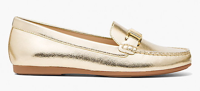 MICHAEL KORS OUTLET Camila Metallic Faux Leather Moccasin