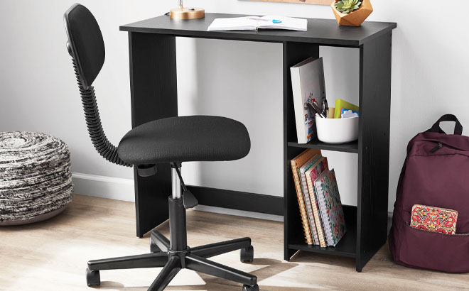 Mainstays Small Space Writing Desk with 2 Shelves and Computer Chair