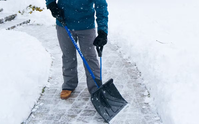 Man Holding the Snow Joe 18 in Snow Shovel