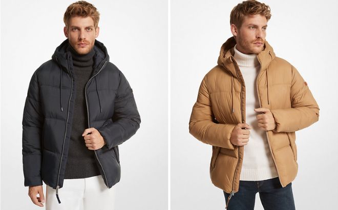 Man is Wearing Michael Kors Canterwall Quilted Nylon Puffer Jacket
