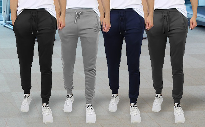 Mens 3 Pack Assorted French Terry Jogger Lounge Pants