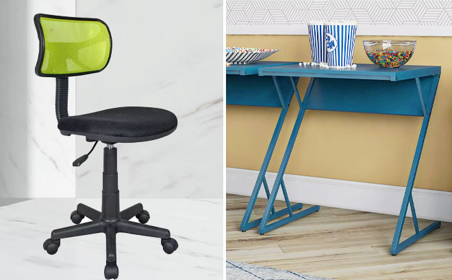 Mesh Task Chair and Regal End Table Laptop Desk