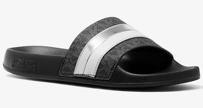 Michael Kors Brandy Striped Logo Slide Sandals