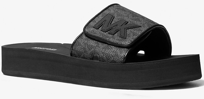 Michael Kors Logo Platform Slide Sandals in Black