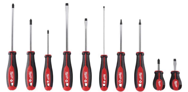 Milwaukee 3 to 8 Inch L Phillips Slotted Screwdriver 10 Piece Set