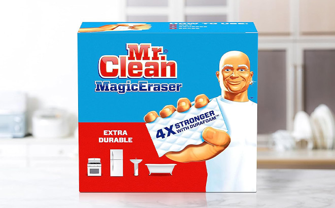 Mr Clean Magic Eraser Box on a Kitchen Counter
