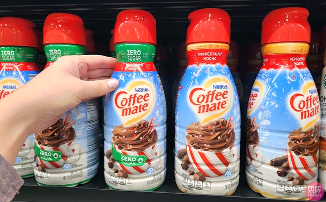 Nestle Coffee mate Zero Sugar Peppermint Mocha Liquid Coffee in shelf